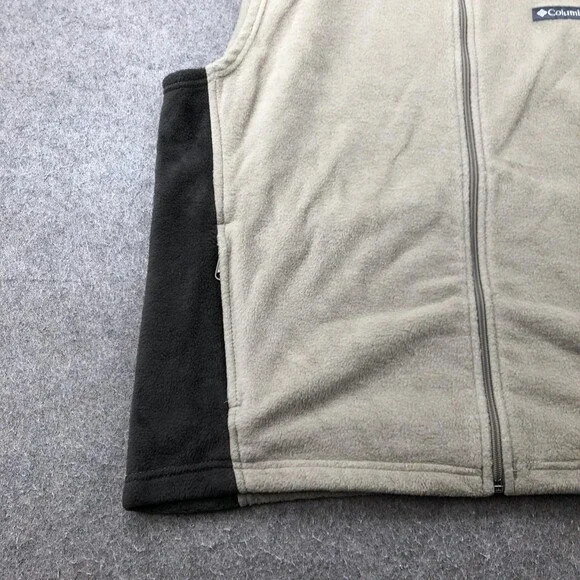 Columbia Vest Mens XL Beige Black Fleece Full Zip Sleeveless Outdoor Hiking - Picture 2 of 9